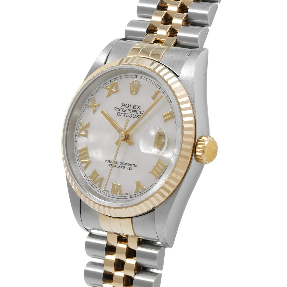 ROLEX DATEJUST WHITE SHELL WATCH - 2