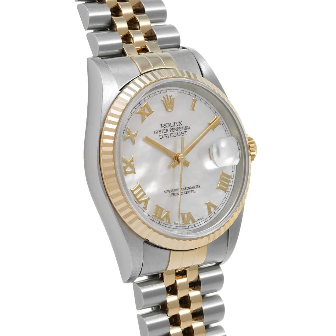 ROLEX DATEJUST WHITE SHELL WATCH - 3