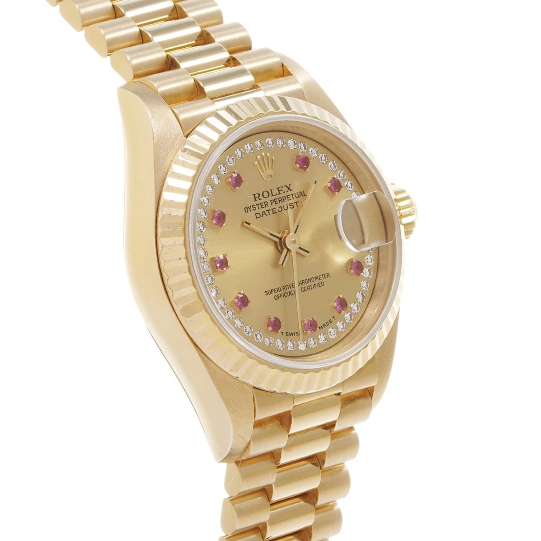 ROLEX DATEJUST CHAMPAGNE MILLIARD DIAMOND RUBY WATCH - 3