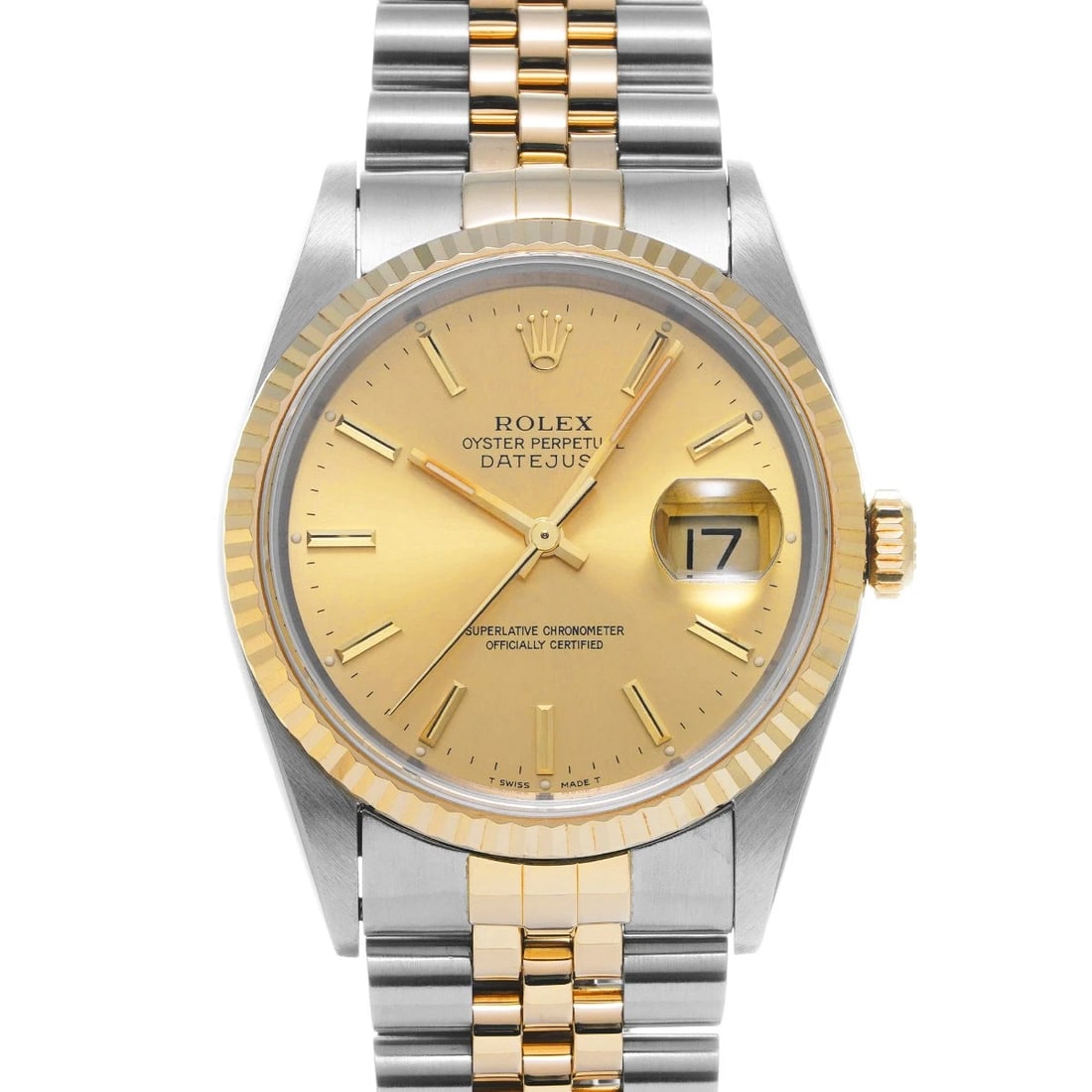 ROLEX DATEJUST CHAMPAGNE WATCH: ROLEX Datejust Champagne WATCH Brand: ROLEX Type: Wristwatch Material: Band Material Stainless steel/Yellow Gold, Case Material Stainless steel Color: Dial Color Champagne Size: Case H/about 36mm