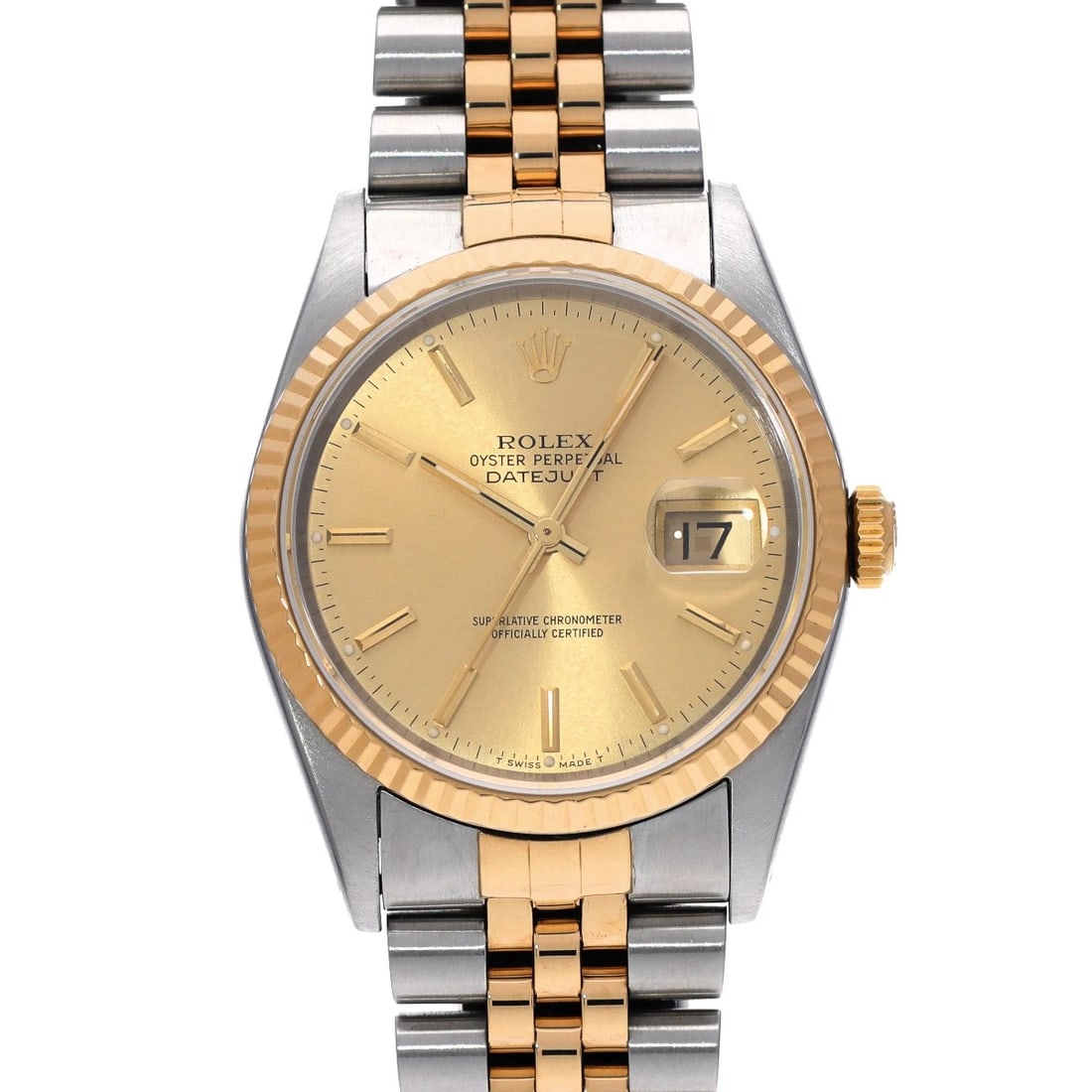 ROLEX DATEJUST CHAMPAGNE WATCH: ROLEX Datejust Champagne WATCH Brand: ROLEX Type: Wristwatch Material: Band Material Stainless steel/Yellow Gold, Case Material Stainless steel Color: Dial Color Champagne Size: Case H/about 36mm