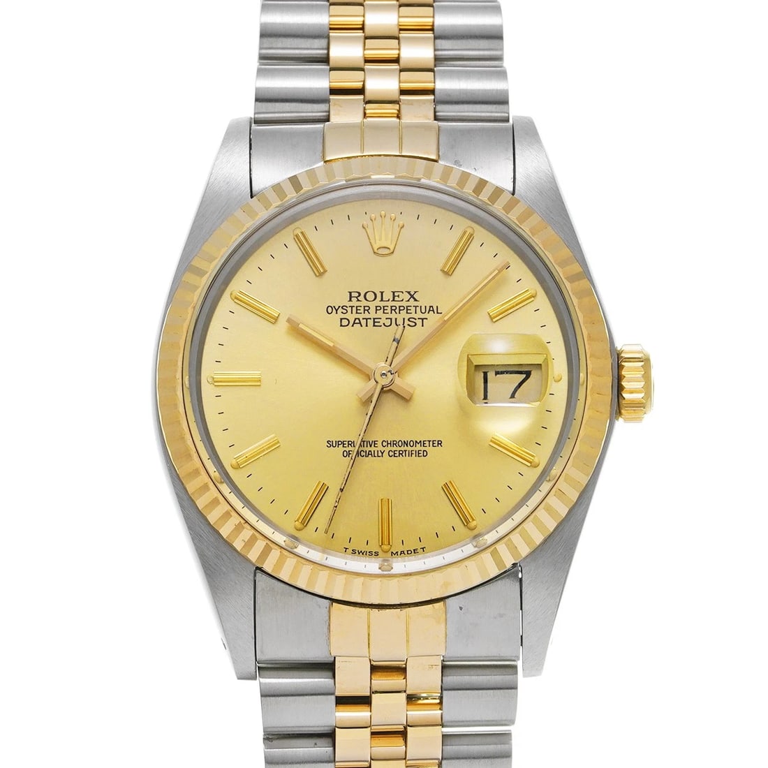 ROLEX DATEJUST CHAMPAGNE WATCH: ROLEX Datejust Champagne WATCH Brand: ROLEX Type: Wristwatch Material: Band Material Stainless steel/Yellow Gold, Case Material Stainless steel Color: Dial Color Champagne Size: Case H/about 36mm