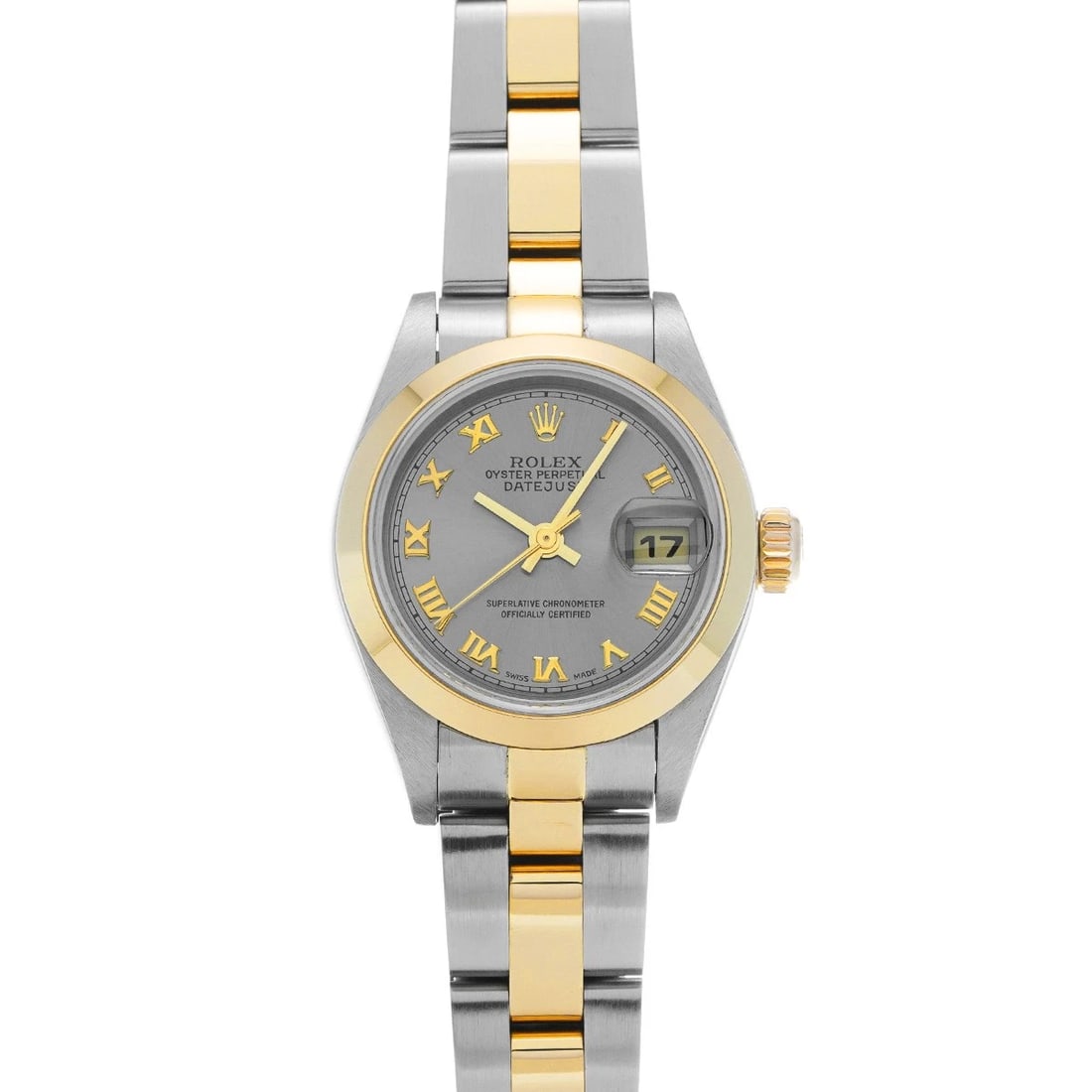 ROLEX DATEJUST GRAY WATCH: ROLEX Datejust gray WATCH Brand: ROLEX Type: Wristwatch Material: Band Material Stainless steel/Yellow Gold, Case Material Stainless steel Color: Dial Color gray Size: Case H/about 26mm W/about 26