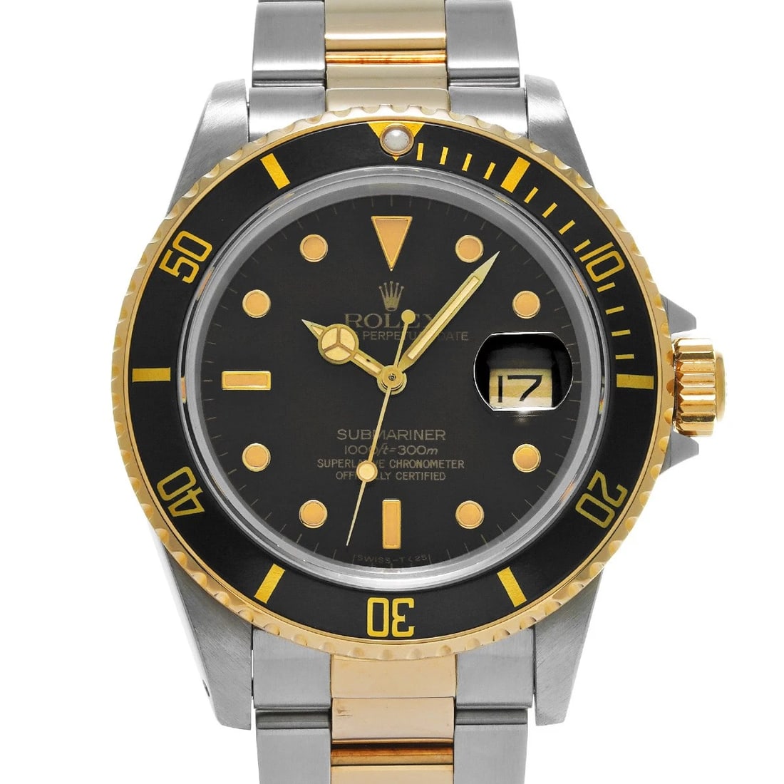 ROLEX SUBMARINER BLACK WATCH: ROLEX Submariner black WATCH Brand: ROLEX Type: Wristwatch Material: Band Material Stainless steel/Yellow Gold, Case Material Stainless steel Color: Dial Color black Size: Case H/about 40mm W/abou