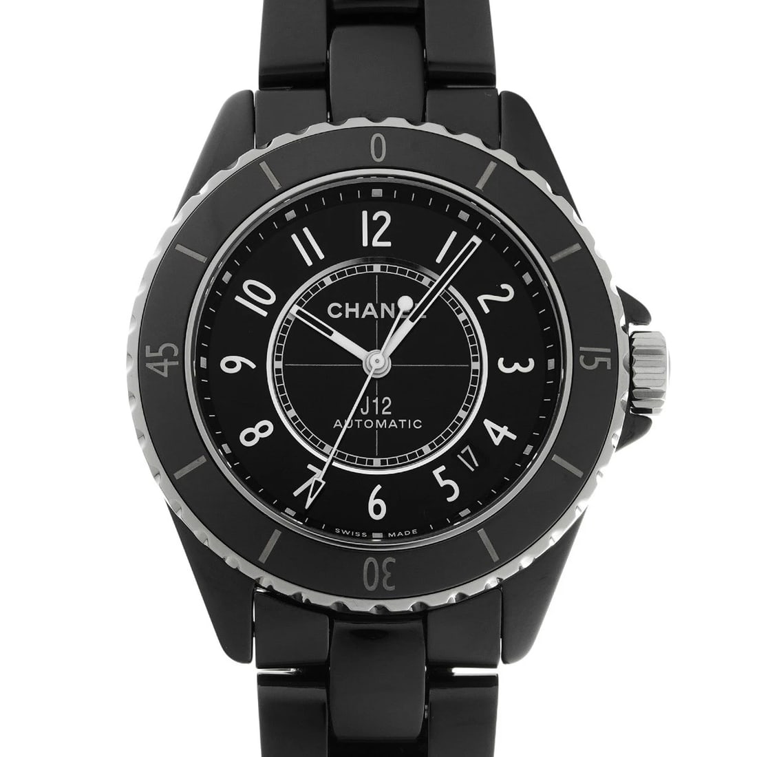 CHANEL J12 CALIBER BLACK LACQUER WATCH (1 of 4)
