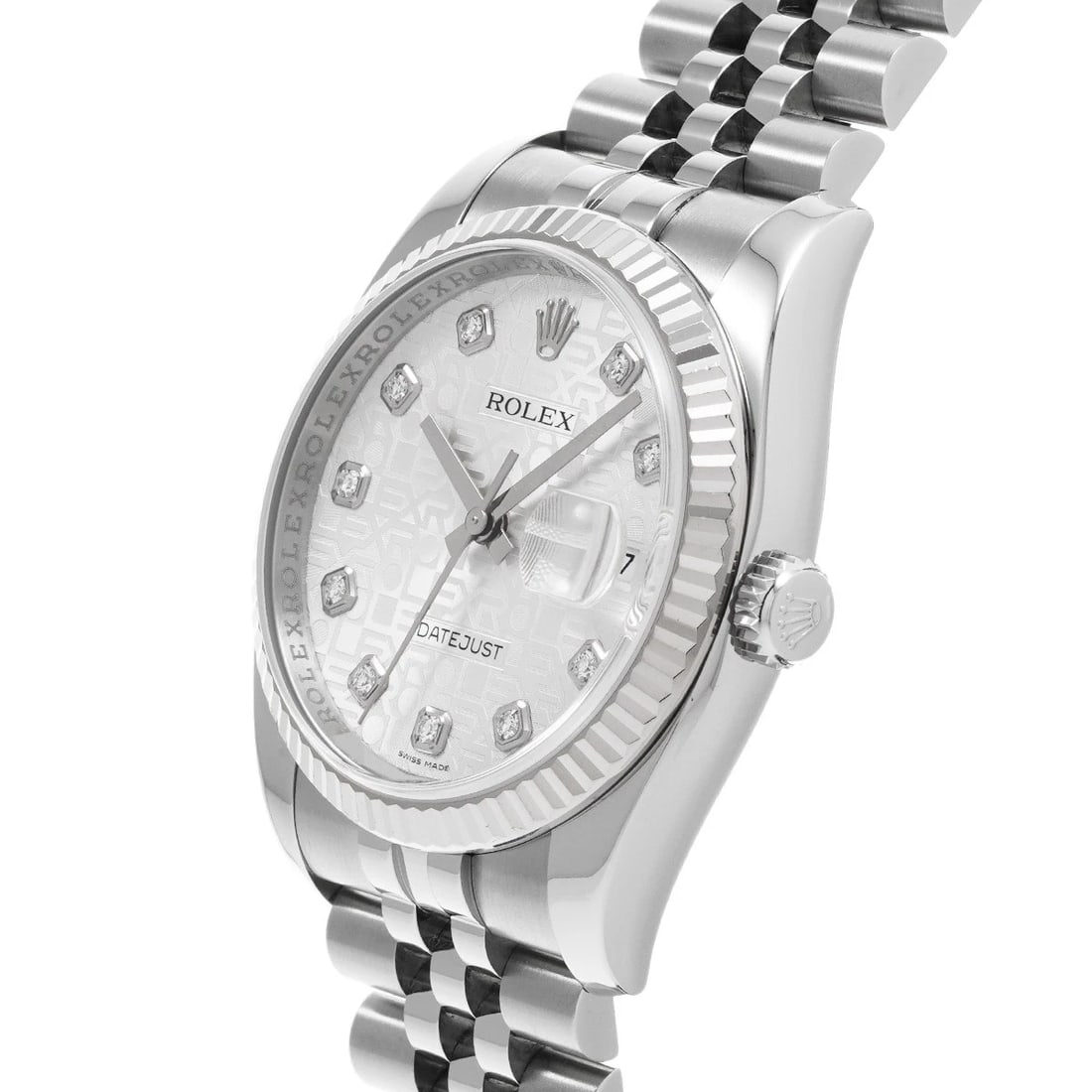 ROLEX DATEJUST SILVER COMPUTER DIAMOND WATCH - 2