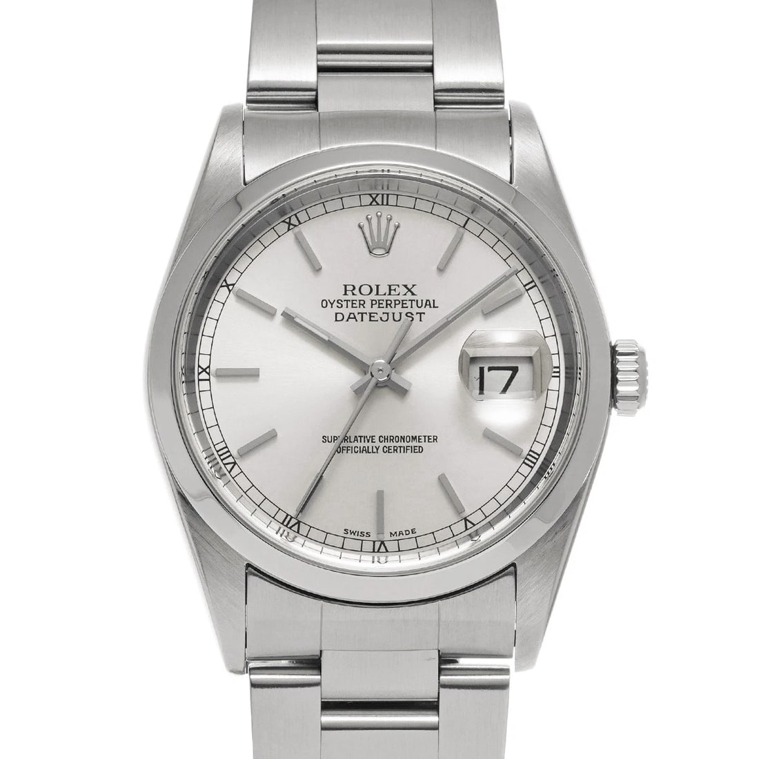 ROLEX DATEJUST SILVER WATCH: ROLEX Datejust Silver WATCH Brand: ROLEX Type: Wristwatch Material: Band Material Stainless steel, Case Material Stainless steel Color: Dial Color Silver Size: Case H/about 36mm W/about 36mm D/abo