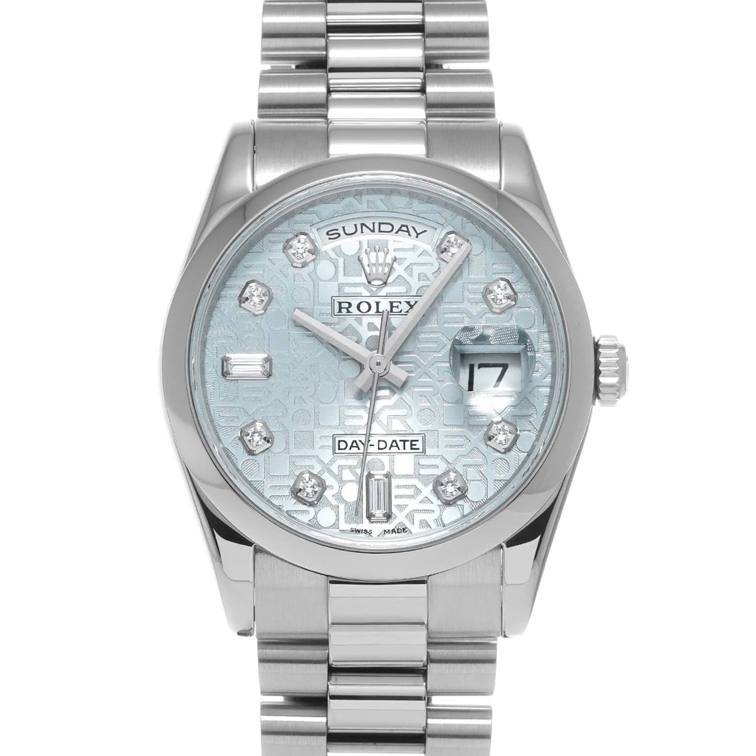 ROLEX DAY DATE SILVER COMPUTER DIAMOND WATCH (1 of 4)