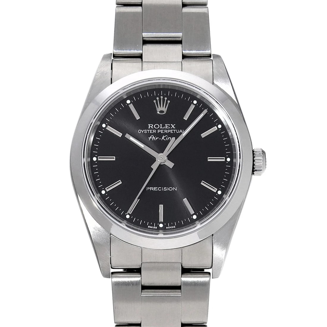ROLEX AIR KING BLACK WATCH: ROLEX Air King black WATCH Brand: ROLEX Type: Wristwatch Material: Band Material Stainless steel, Case Material Stainless steel Color: Dial Color black Size: Case H/about 34mm W/about 34mm D/about