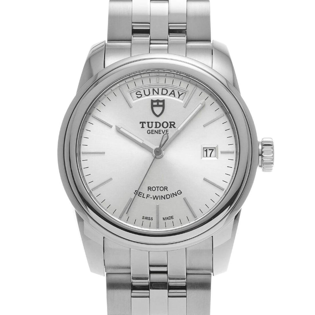 TUDOR GLAMOR DATE SILVER WATCH: TUDOR Glamor Date Silver WATCH Brand: TUDOR Type: Wristwatch Material: Band Material Stainless steel, Case Material Stainless steel Color: Dial Color Silver Size: Case H/about 39mm W/about 39mm D/