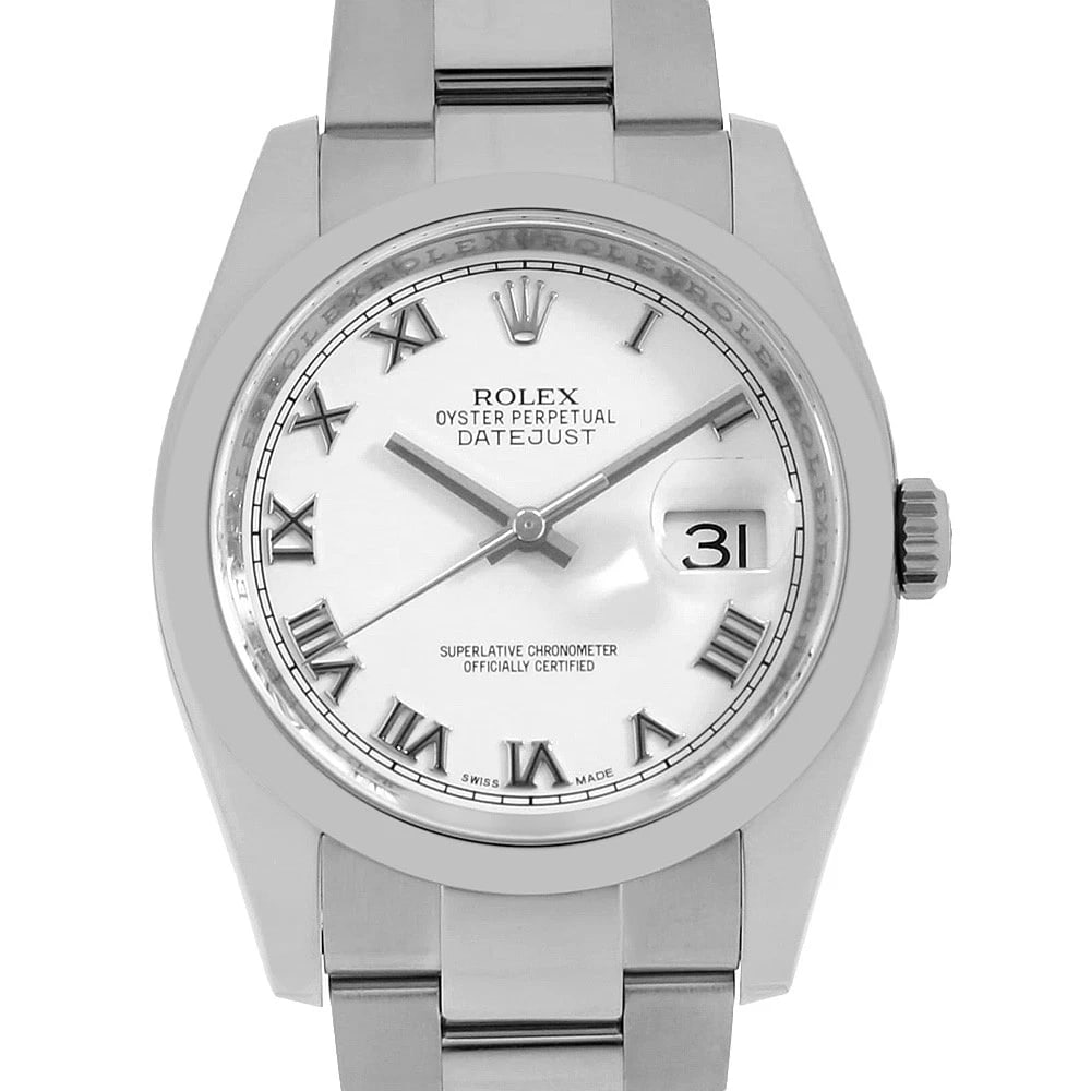 ROLEX DATEJUST WHITE ROME WATCH: ROLEX Datejust white Rome Watch Brand: ROLEX Type: Wrist watch Material: Band Material Stainless Steel, Case Material Stainless Steel Color: Dial Color White Size: Band Size 17.5cm (6.9inch), Case
