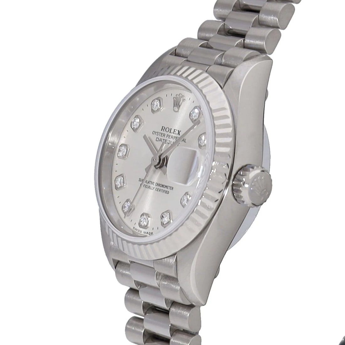 ROLEX SILVER DIAMOND WATCH - 2