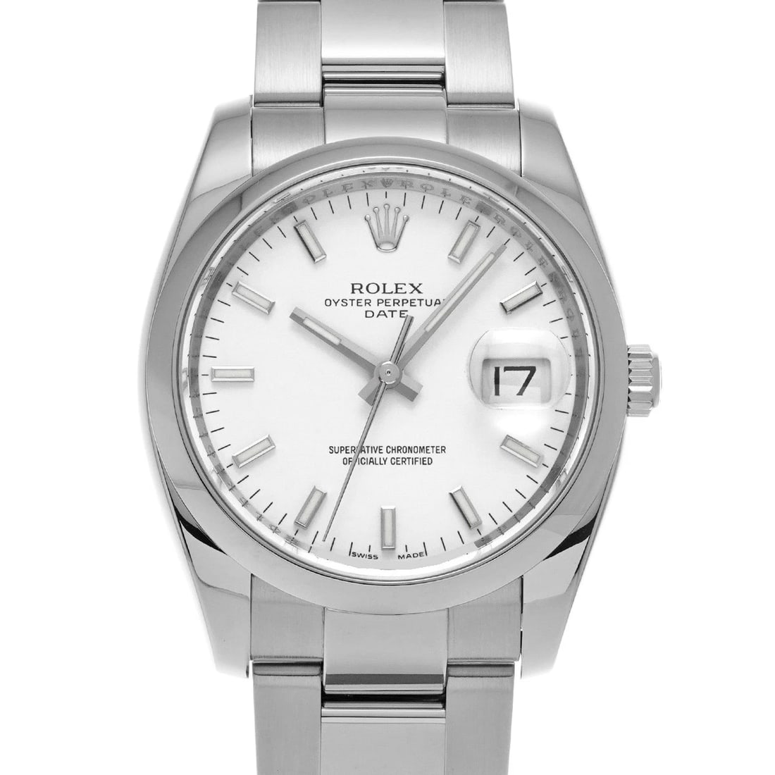 ROLEX OYSTER PERPETUAL WHITE WATCH: ROLEX Oyster Perpetual white WATCH Brand: ROLEX Type: Wristwatch Material: Band Material Stainless steel, Case Material Stainless steel Color: Dial Color white Size: Case H/about 34mm W/about 34mm