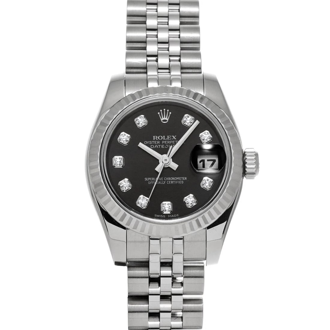 ROLEX DATEJUST BLACK DIAMOND WATCH (1 of 5)