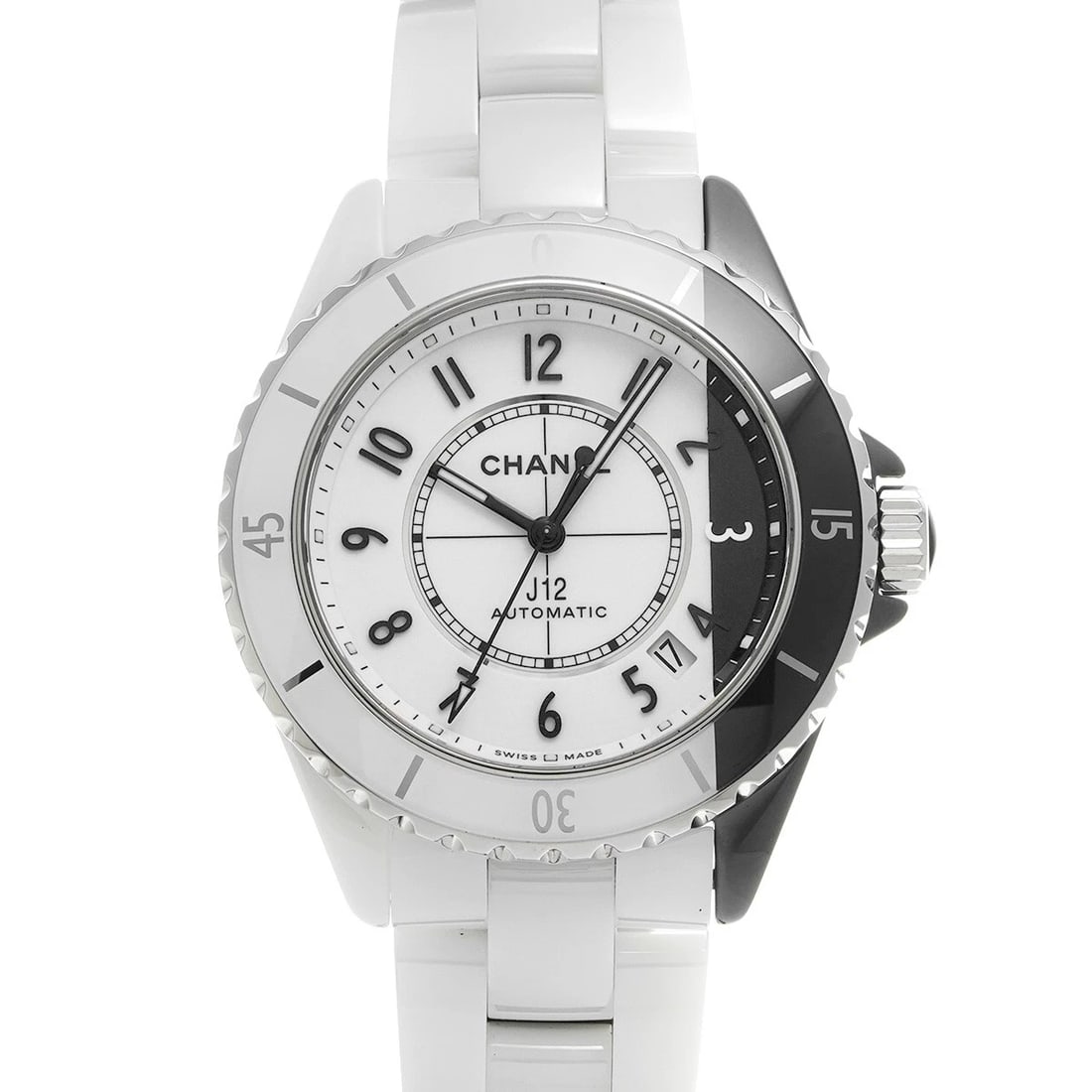 CHANEL J12 PARADOX CALIBER WHITE LACQUER BLACK LACQUER WATCH: CHANEL J12 Paradox Caliber White lacquer Black lacquer WATCH Brand: CHANEL Type: Wristwatch Material: Band Material ceramic, Case Material ceramic Color: Dial Color White lacquer Size: Case H/abou