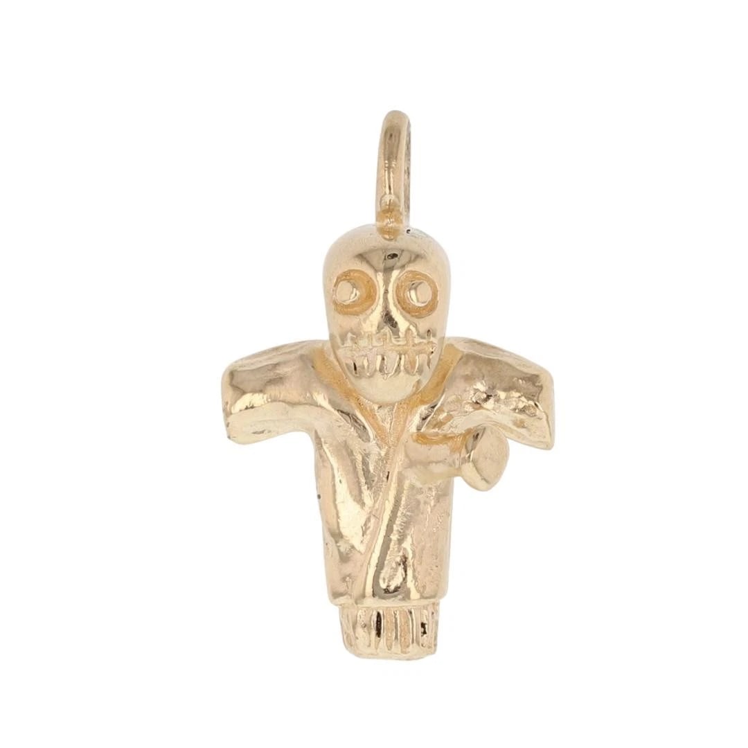 SKULL VOODOO DOLL PENDANT 14K YELLOW GOLD (1 of 4)