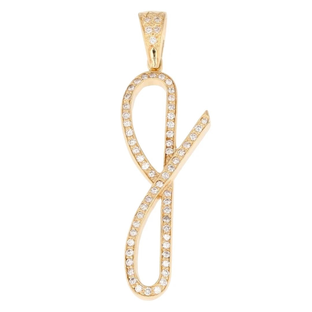 DIAMOND CURSIVE LETTER PENDANT 14K YELLOW GOLD (1 of 5)
