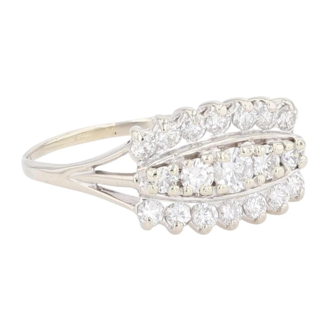 ROUND CUT DIAMOND THREE-ROW STATEMENT RING - 2