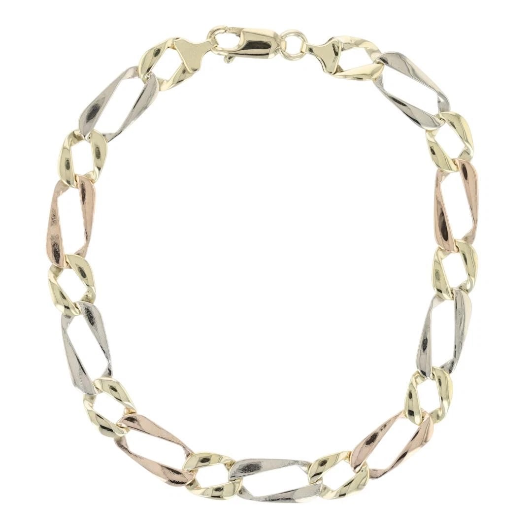 FIGARO LINK CHAIN BRACELET 14K MULTI-TONE GOLD: Figaro Link Chain Bracelet 14k Multi-Tone Gold Brand: Lee Type: Bracelet Material: 14k Multi-Tone Gold Color: None Size: Bracelet Measurement: 7.75" Length / 6.7mm Accessories: None