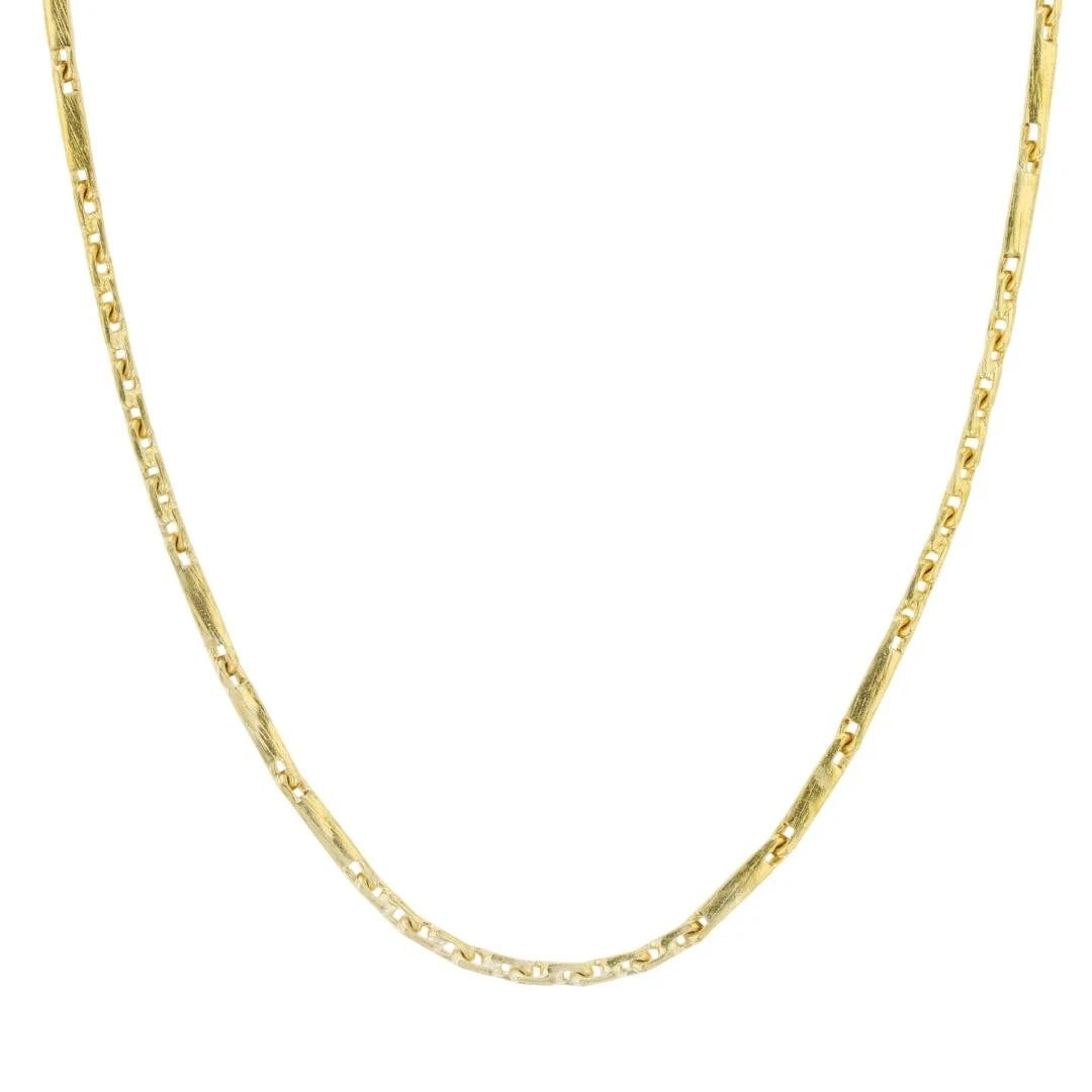 BAR AND CABLE LINK CHAIN NECKLACE 24K YELLOW GOLD: Bar and Cable Link Chain Necklace 24k Yellow Gold Brand: Unbranded Type: Necklace Material: 24k Yellow Gold Color: None Size: Necklace Measurement: 16.25" Length / 1.4mm Accessories: None