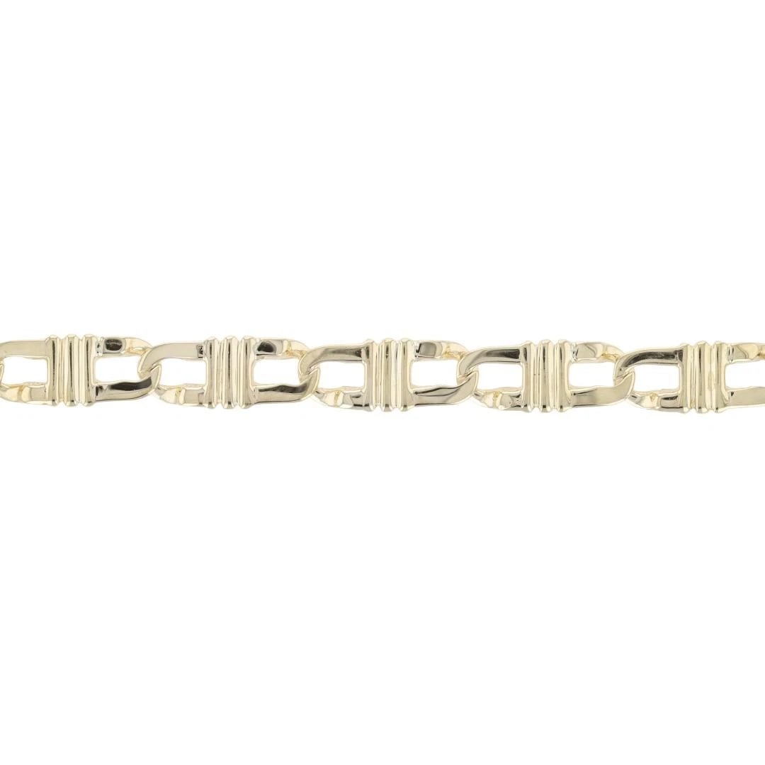 FANCY ANCHOR LINK CHAIN BRACELET 10K YELLOW GOLD: Fancy Anchor Link Chain Bracelet 10k Yellow Gold Brand: Unbranded Type: Bracelet Material: 10k Yellow Gold Color: None Size: Bracelet Measurement: 7.75" Length / 7.5mm Accessories: None