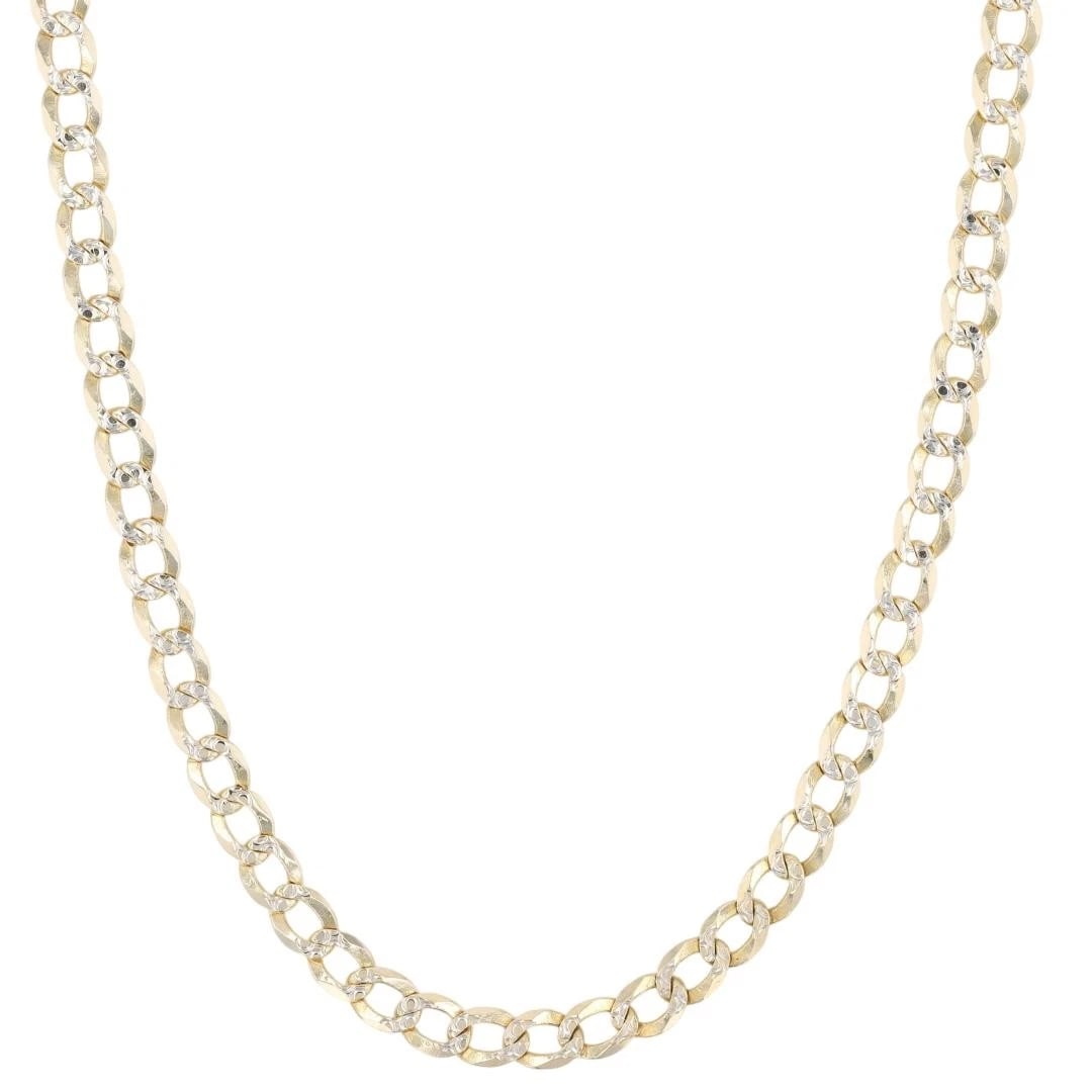 DIAMOND CUT CURB LINK CHAIN NECKLACE: Diamond Cut Curb Link Chain Necklace Brand: Unbranded Type: Necklace Material: 14k Multi-Tone Gold Color: None Size: Necklace Measurement: 24" Length / 3.8mm Accessories: None Accessories