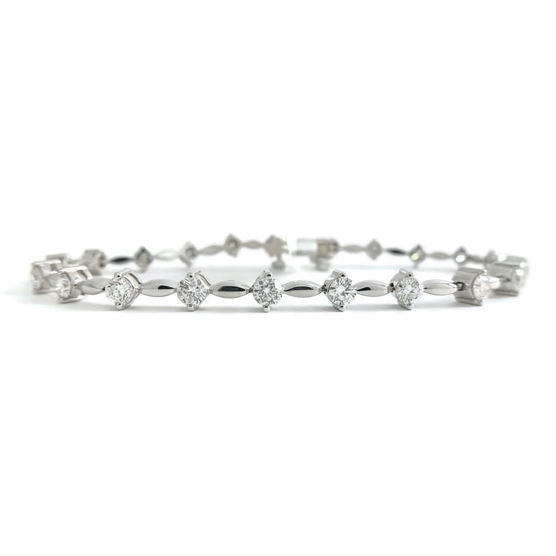 ROUND DIAMOND BAR LINK TENNIS BRACELET 14K (1 of 5)