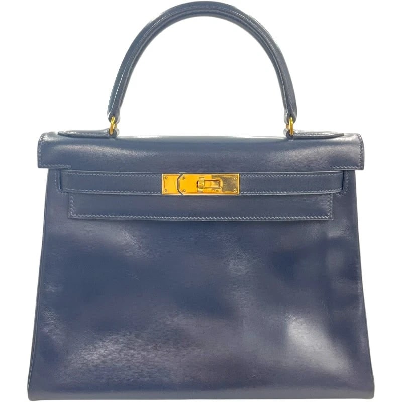 HERMES KELLY 28 INTERNAL SEWING SHOULDER BAG: HERMES Kelly 28 internal sewing Shoulder Bag Brand: HERMES Type: Shoulder Bag Material: Box scarf Color: Blue Indigo Gold Hardware Size: W11.0 x H8.3x D4.5inch Shoulder:35.0inch Accessories: None