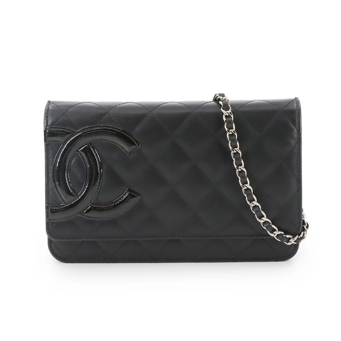 CHANEL CAMBON LINE CHAIN LONG WALLET LEATHER: CHANEL Cambon Line Chain Long Wallet Leather Brand: CHANEL Type: Chain Wallet Material: Leather , Enamel Color: Black Size: W 7.48 inch, H 4.72 inch, D 1.18 inch Accessories: None Accessor