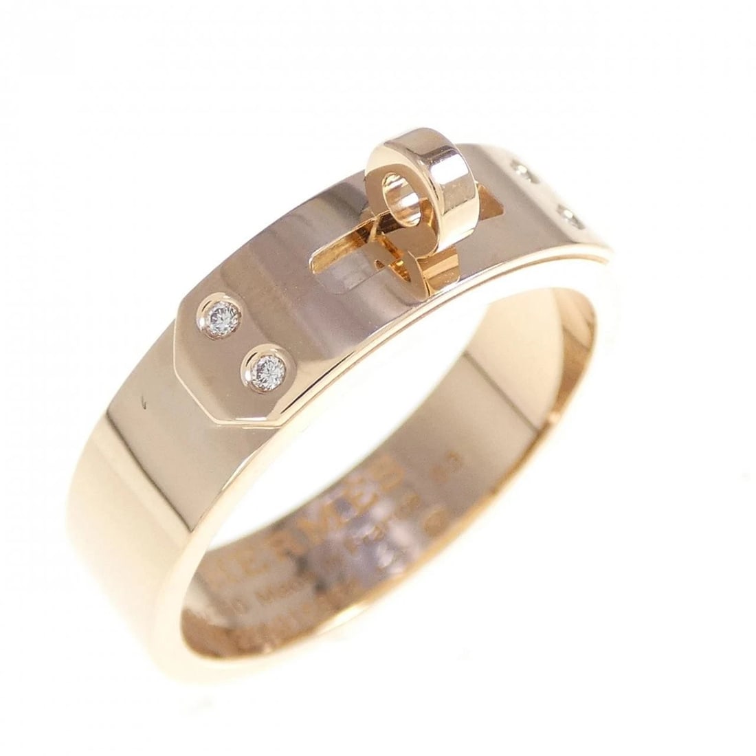 HERMES KELLY RING: HERMES Kelly Ring Brand: HERMES Type: Ring Material: 750 Pink Gold Main Stone/Creation Natural Color: Pink Gold Size: 6.5-7 (US size) (53) Accessories: None Accessories Notice: When purcha
