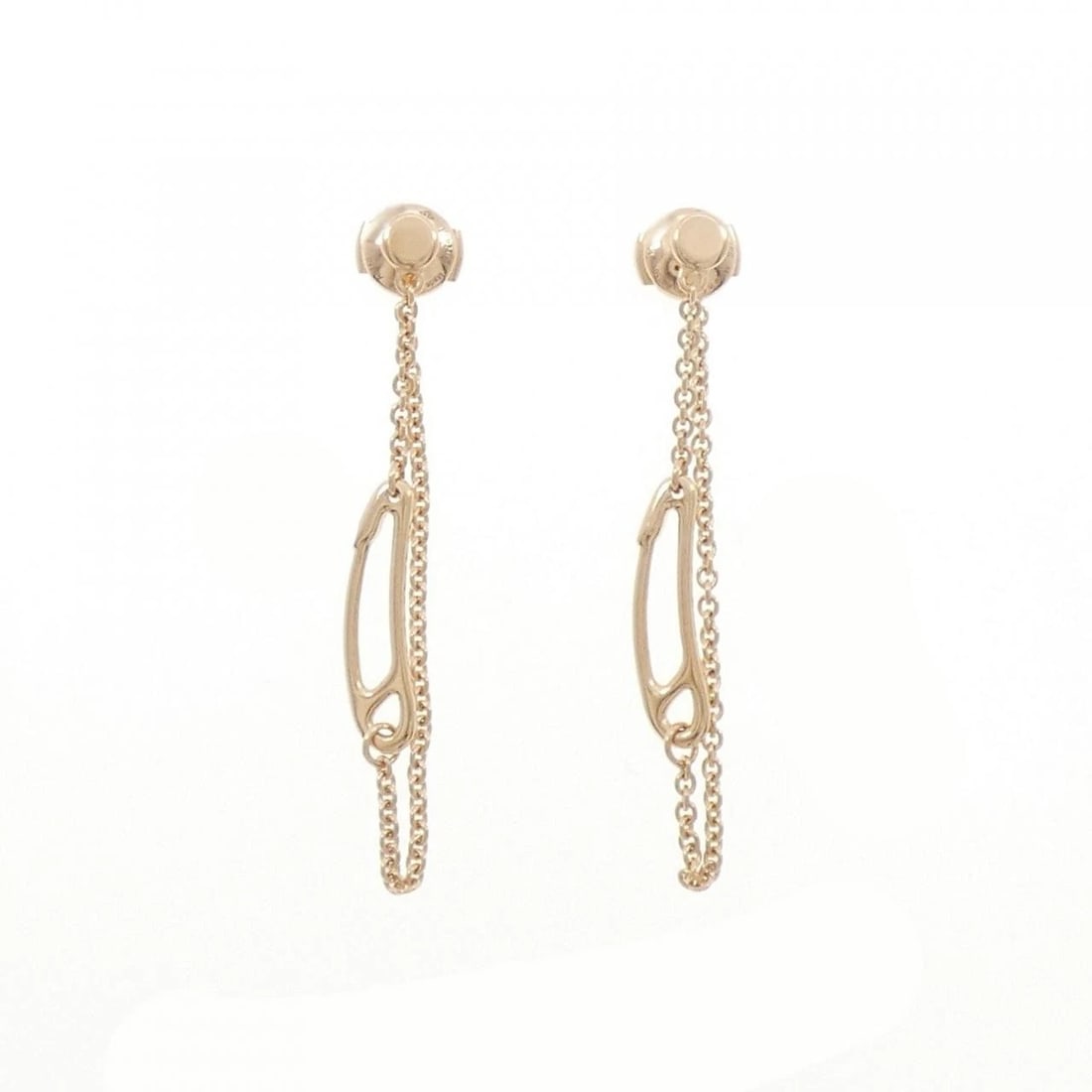 HERMES CHAINE D'ANCRE MINI PUNK EARRINGS: HERMES Chaine d'Ancre mini Punk Earrings Brand: HERMES Type: Earrings Material: 750 Pink Gold Color: Pink Gold Size: HxW: 50.4mmx5.3mm Accessories: None Accessories Notice: When purchasing