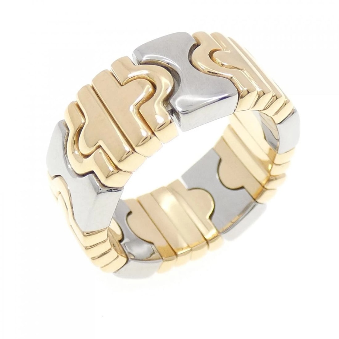 BVLGARI PARENTESI RING: Bvlgari Parentesi Ring Brand: BVLGARI Type: Ring Material: 750 Yellow Gold SST Color: Yellow Gold Size: 4.5-5 (US size) Accessories: None Accessories Notice: When purchasing pre-owned good