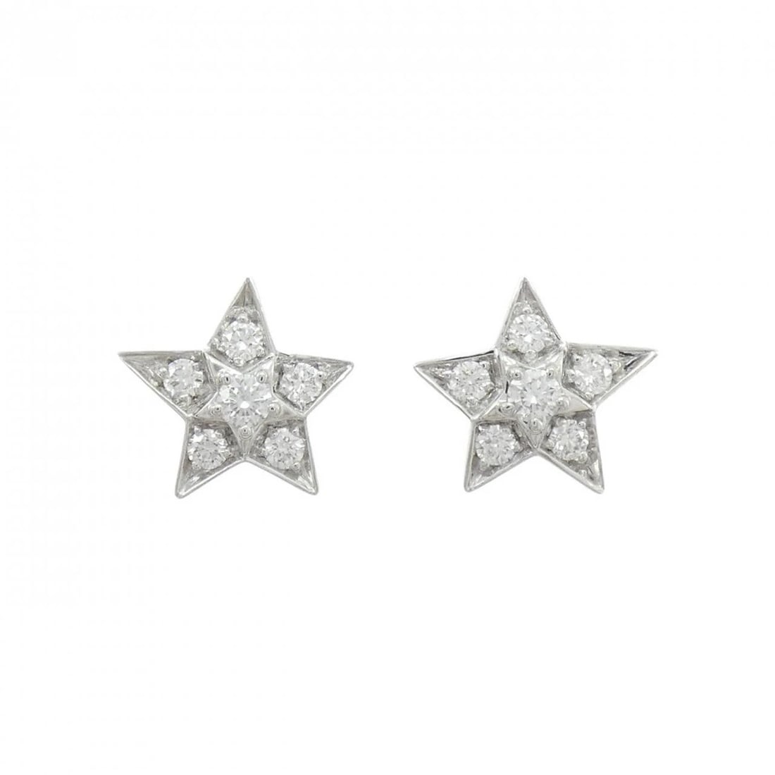 CHANEL COMET EARRINGS: Chanel Comet Earrings Brand: CHANEL Type: Earrings Material: 750 White Gold Main Stone/Creation Natural Color: White Gold Size: ActualSize HxW: 11.0mmx12.1mm Accessories: None Accessories
