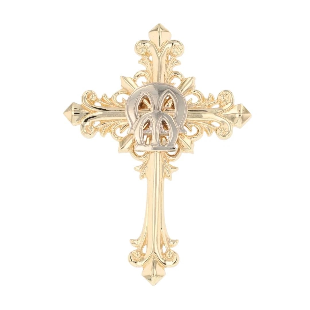 ORNATE RELIGIOUS CROSS PENDANT 14K MULTI-TONE GOLD (1 of 5)