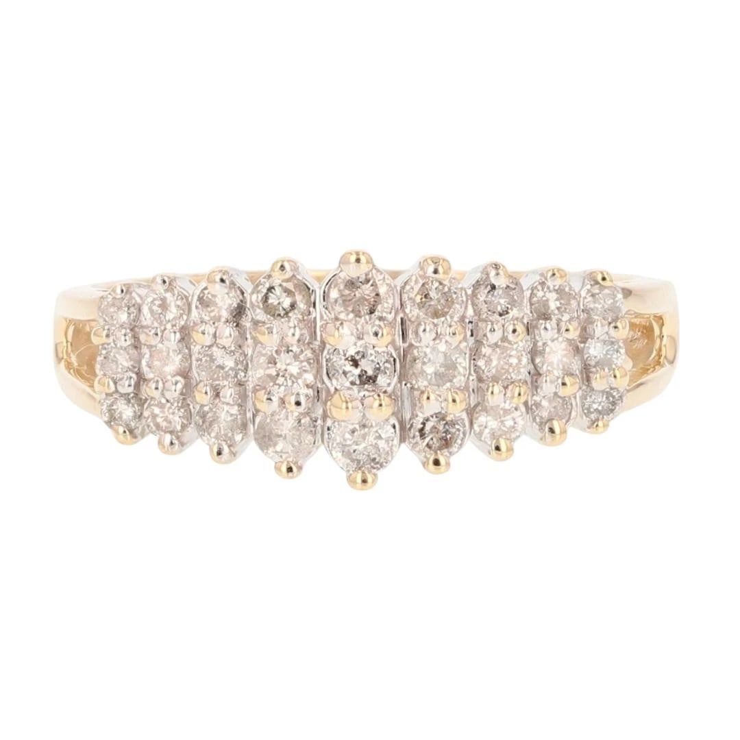 ROUND CUT DIAMOND TRIPLE ROW PYRAMID BAND RING (1 of 2)