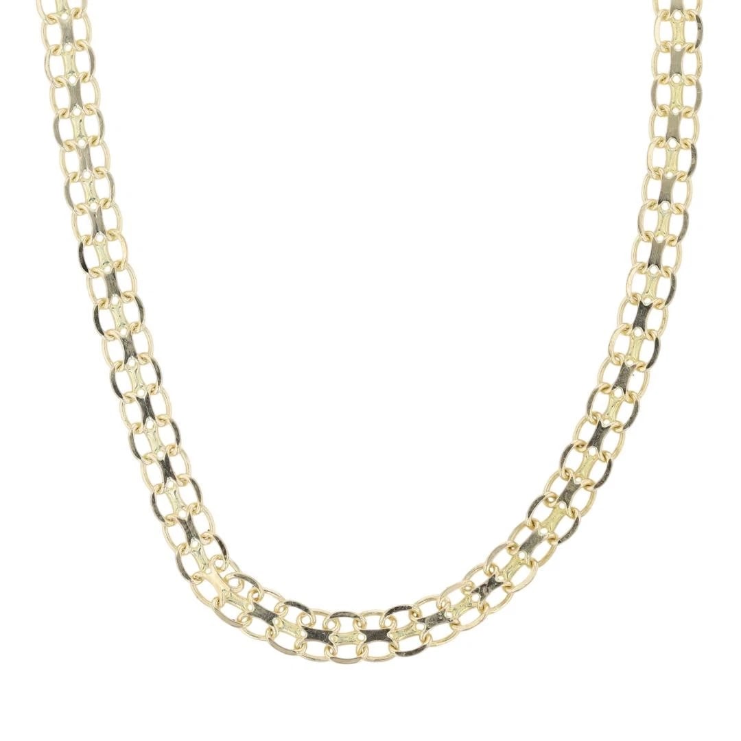 BISMARCK LINK CHAIN NECKLACE 14K YELLOW GOLD: Bismarck Link Chain Necklace 14k Yellow Gold Brand: Unbranded Type: Necklace Material: 14k Yellow Gold Color: None Size: Necklace Measurement: 16.5" Length / 3.9mm Accessories: None