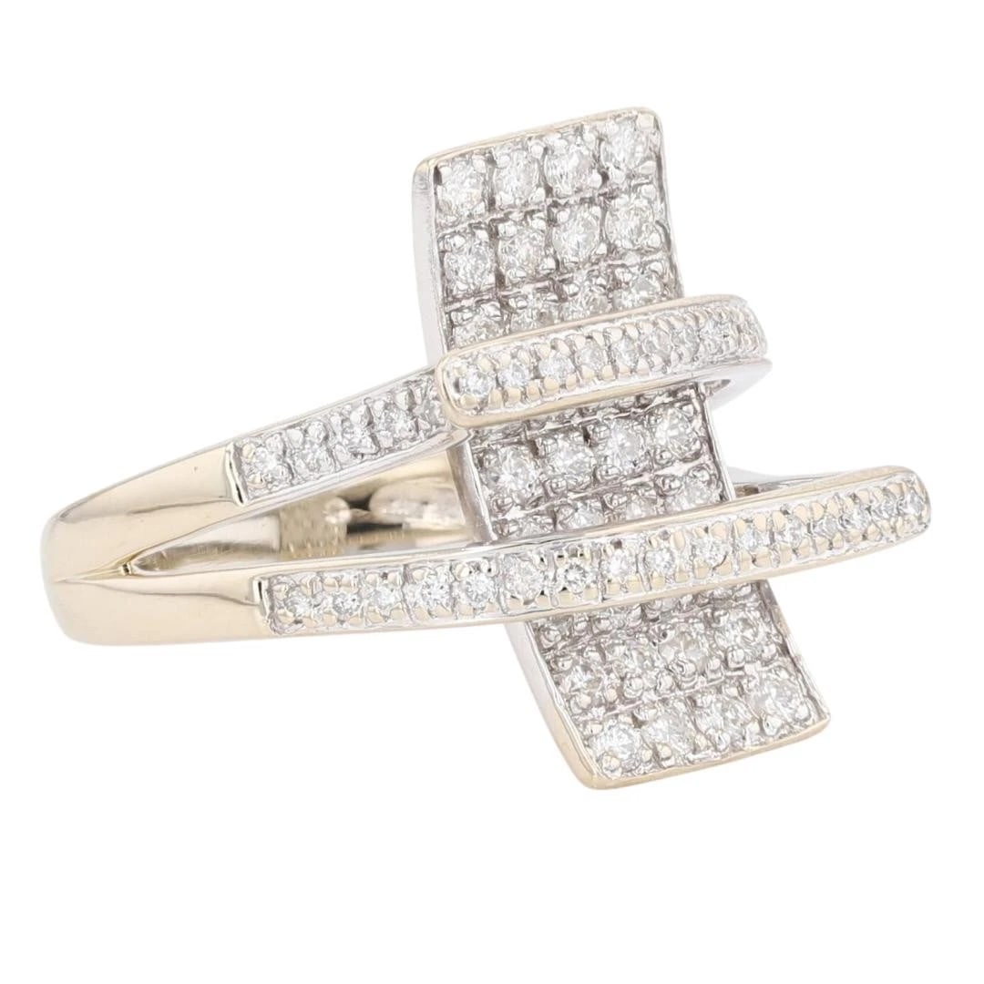 DIAMOND CLUSTER SPLIT SHANK BYPASS STATEMENT RING - 2