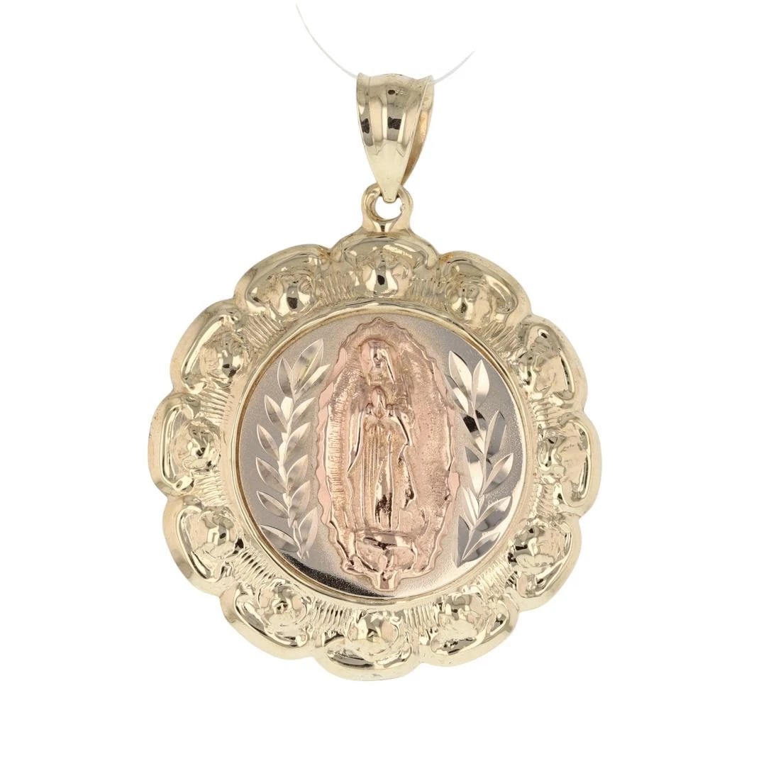 RELIGIOUS REVERSIBLE PENDANT 14K MULTI-TONE GOLD: Religious Reversible Pendant 14k Multi-Tone Gold Brand: Unbranded Type: Pendant Material: 14k Multi-Tone Gold Color: None Size: Pendant Measurement: 2" x 1.5" Accessories: None Accessories