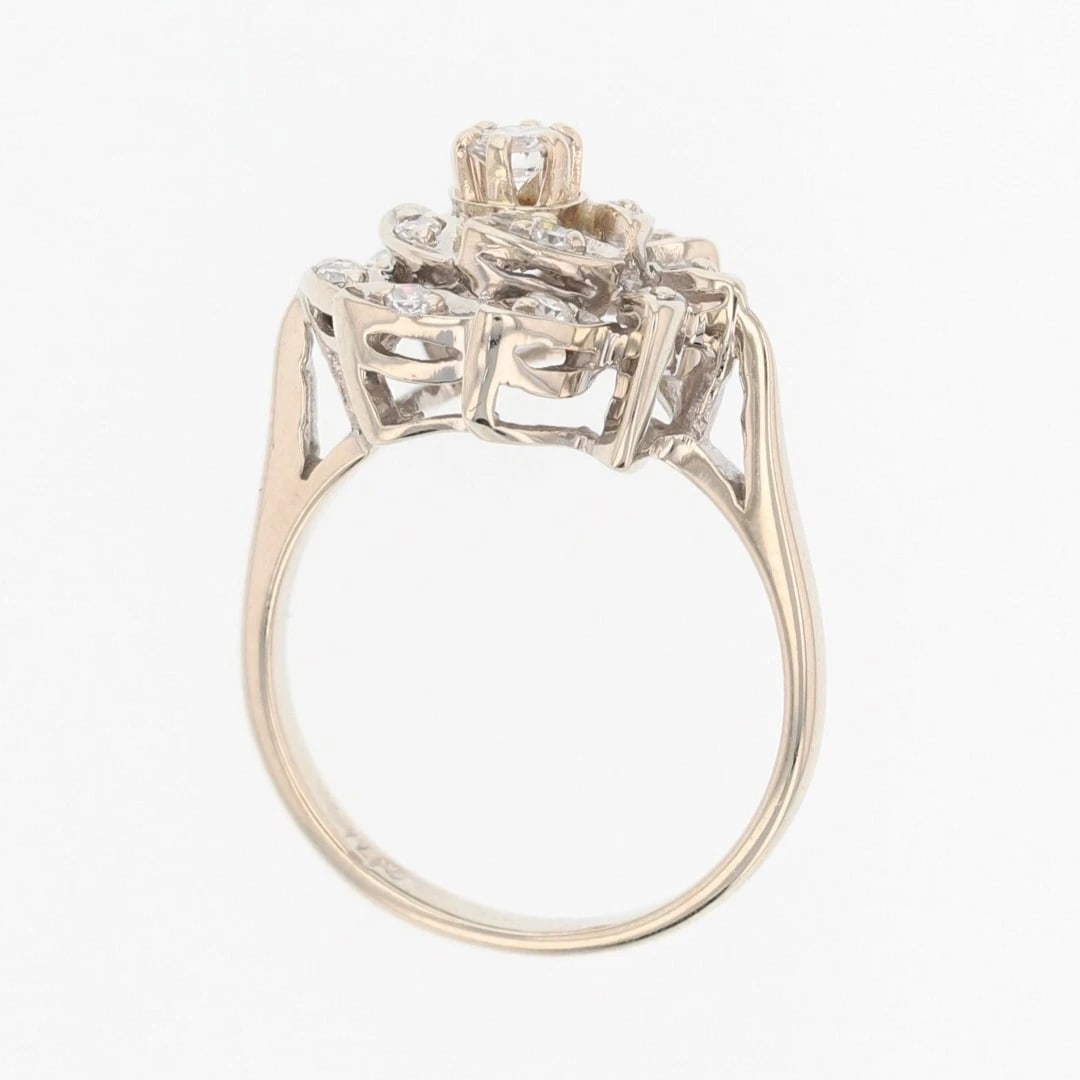 ROUND CUT DIAMOND CLUSTER VINTAGE STATEMENT RING - 2