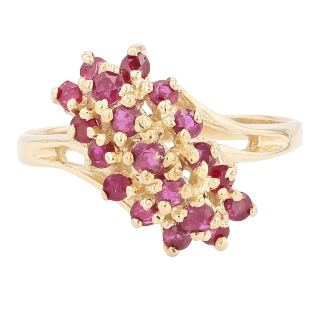 ROUND CUT RUBY CLUSTER STATEMENT RING (1 of 5)