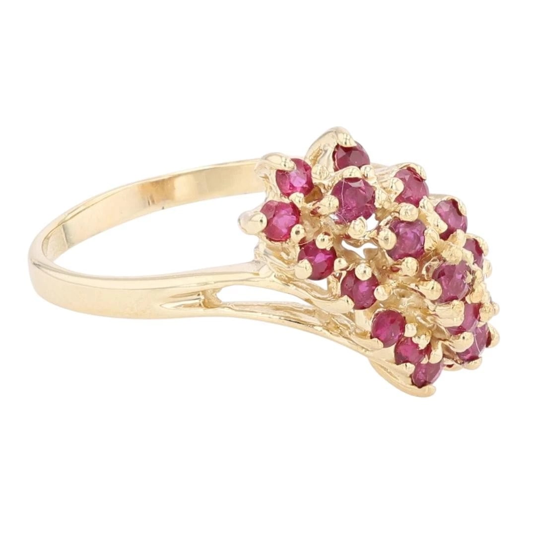 ROUND CUT RUBY CLUSTER STATEMENT RING - 2
