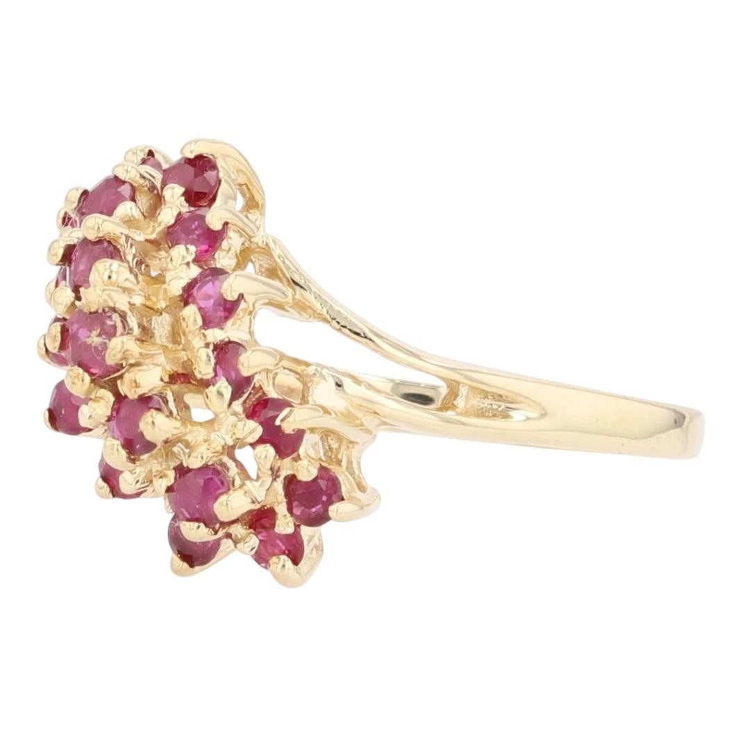 ROUND CUT RUBY CLUSTER STATEMENT RING - 3