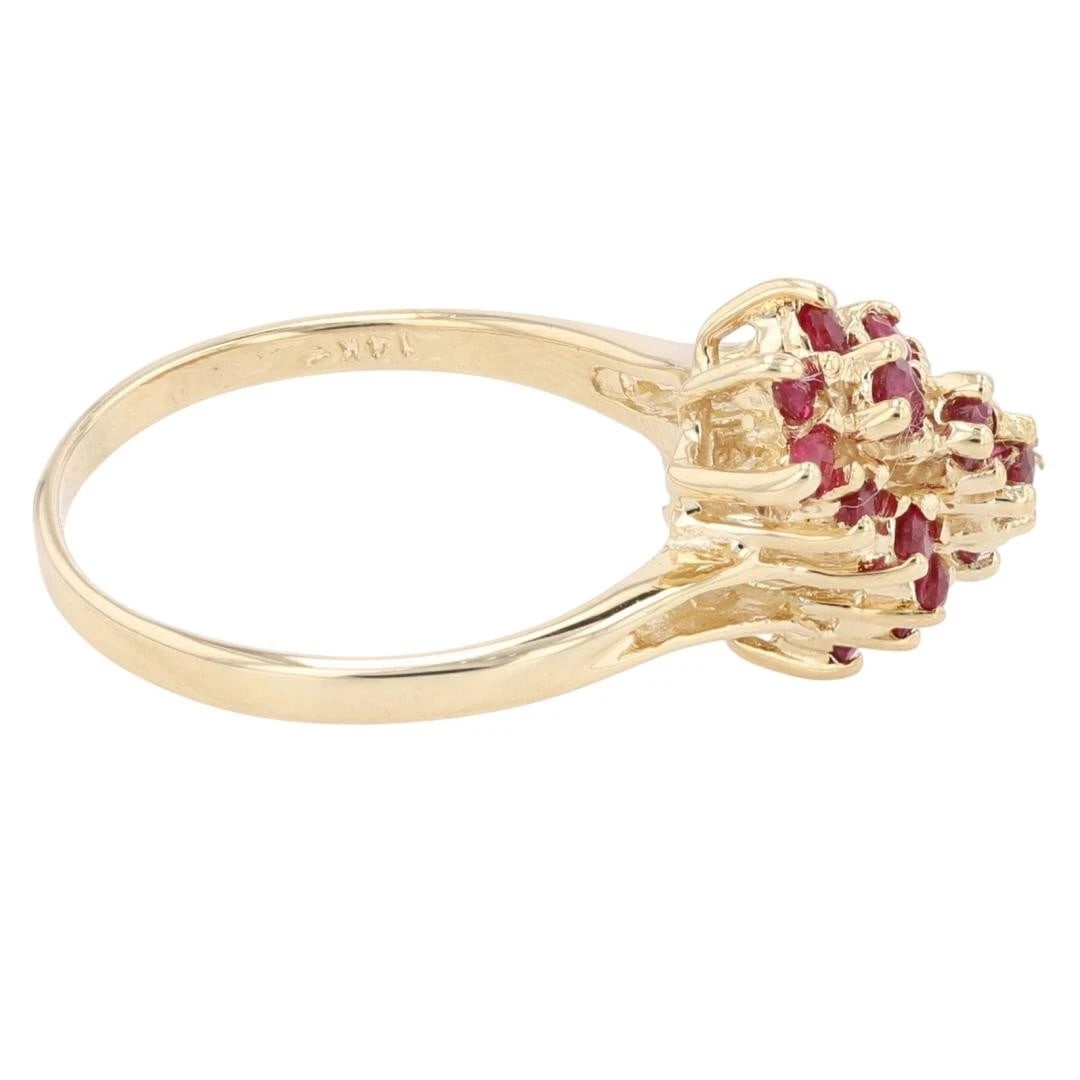 ROUND CUT RUBY CLUSTER STATEMENT RING - 4