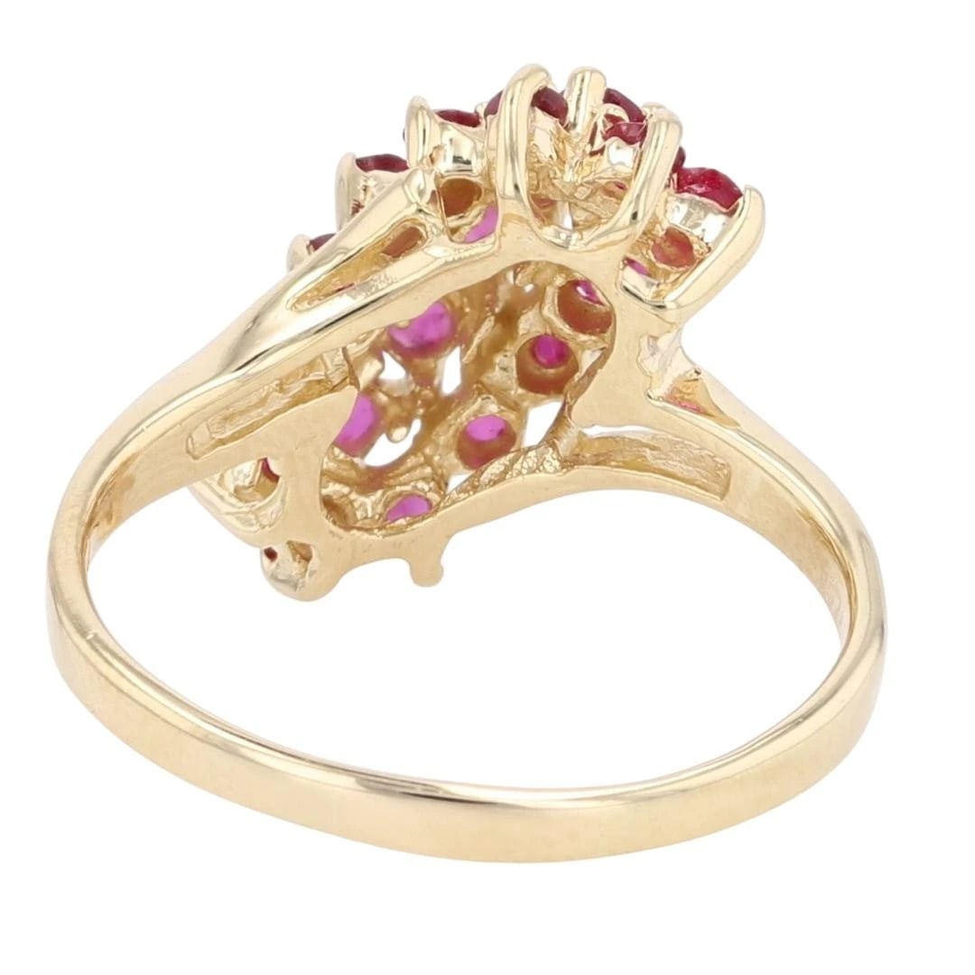 ROUND CUT RUBY CLUSTER STATEMENT RING - 5
