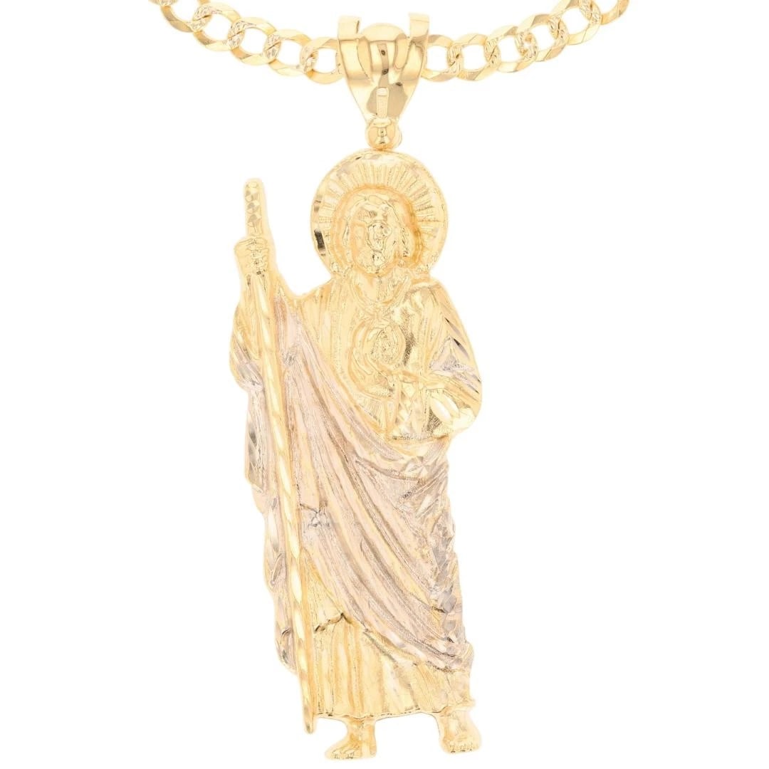 RELIGIOUS SAINT JUDE PENDANT NECKLACE 14K MULTI-TONE GOLD (1 of 5)
