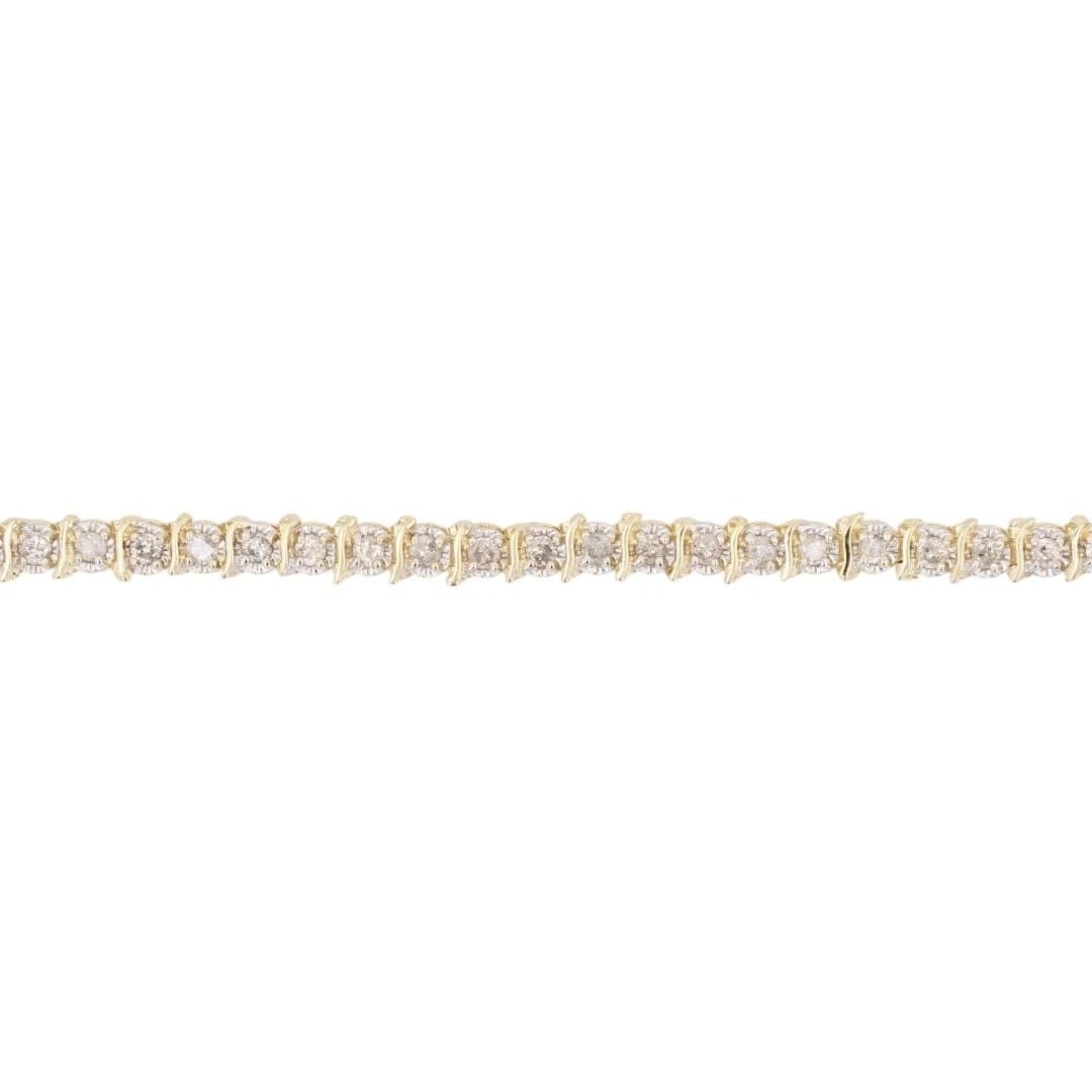 ROUND CUT DIAMOND S-LINK CHAIN BRACELET 14K YELLOW GOLD: Round Cut Diamond S-Link Chain Bracelet 14k Yellow Gold Brand: Unbranded Type: Bracelet Material: 14k Yellow Gold Main Stone/Creation Natural Color: None Size: Bracelet Measurement: 7" Length