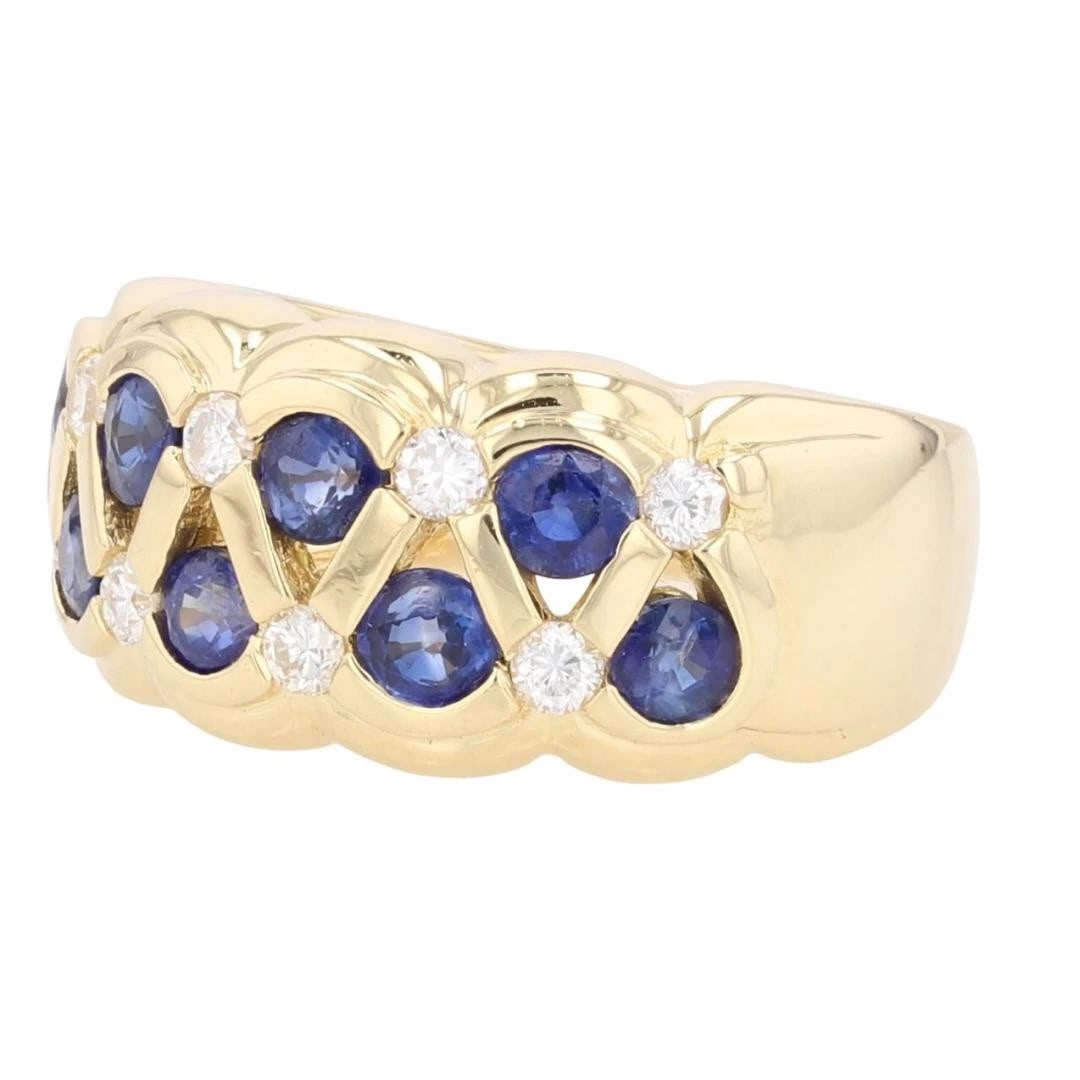 ROUND SAPPHIRE & DIAMOND CLUSTER STATEMENT RING - 3