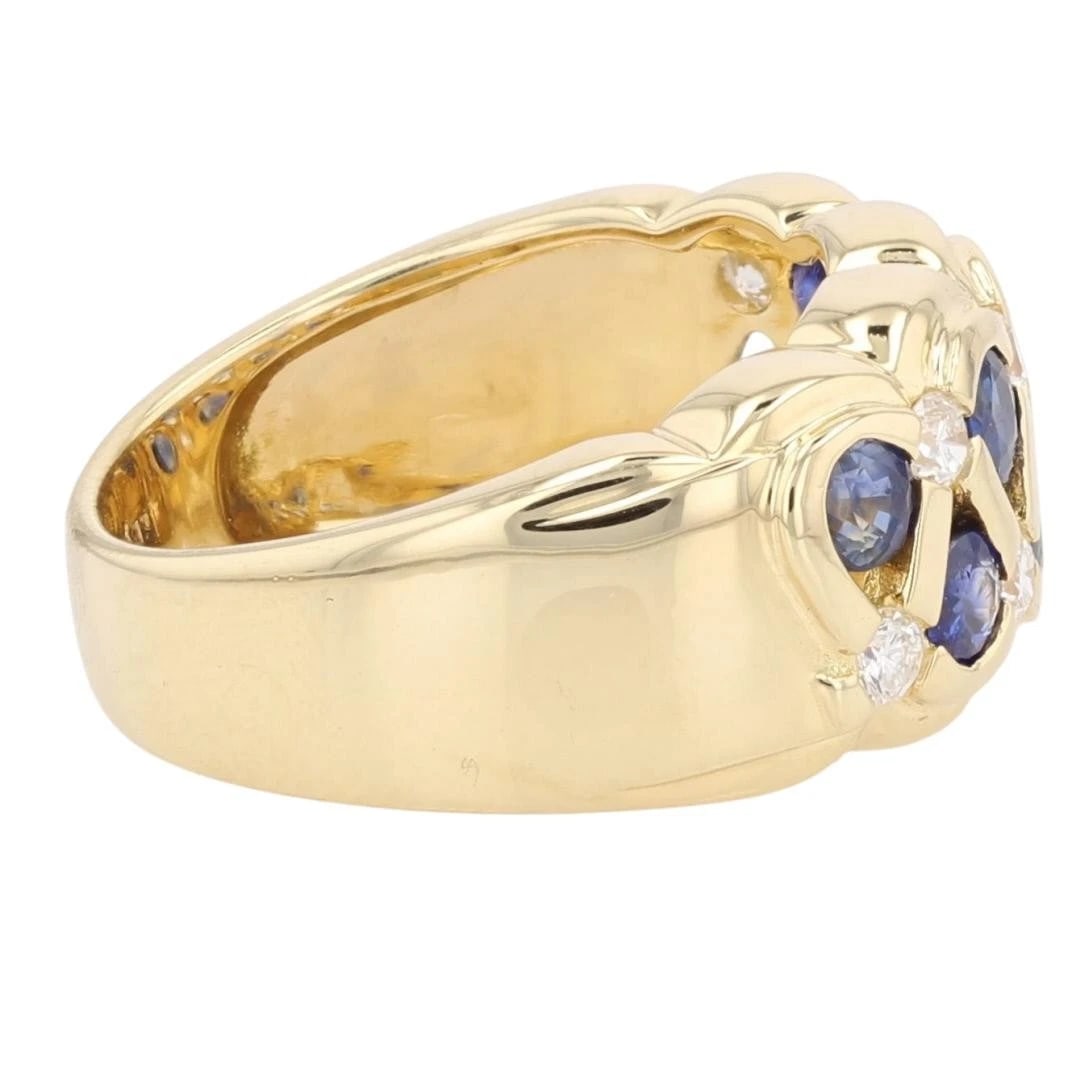 ROUND SAPPHIRE & DIAMOND CLUSTER STATEMENT RING - 4