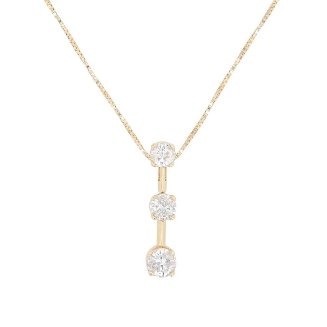 DIAMOND THREE-STONE PENDANT NECKLACE 14K YELLOW GOLD (1 of 5)