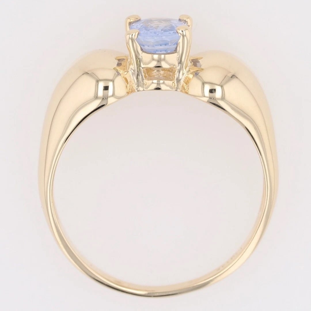 OVAL LIGHT BLUE SAPPHIRE SOLITAIRE STATEMENT RING - 2